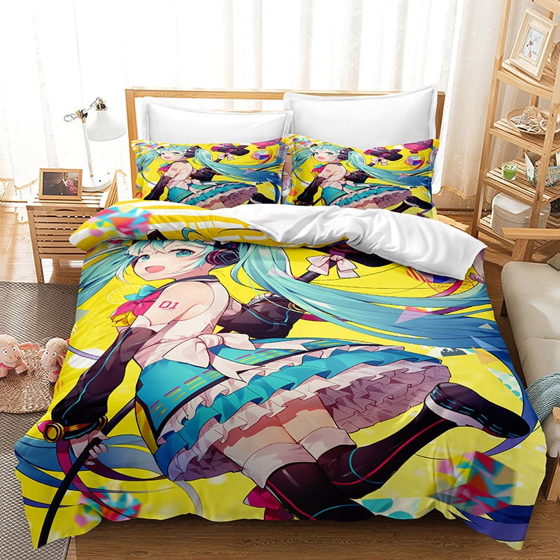 3D Anime Hatsune Miku Duvet Cover Bedding Set Pillowcase Comforter/Quilt Cover 