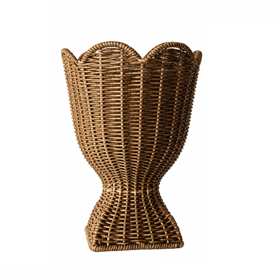 Woven Rattan Planter Basket, Natural Brown Design, 30 cm
