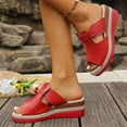 thumbnail image 4 of Wensltd Women Wide Width Sandals Wedge Solid Color Summer Sandals Comfortable Wedge Heel Casual Outdoor Walking Shoes, 4 of 9