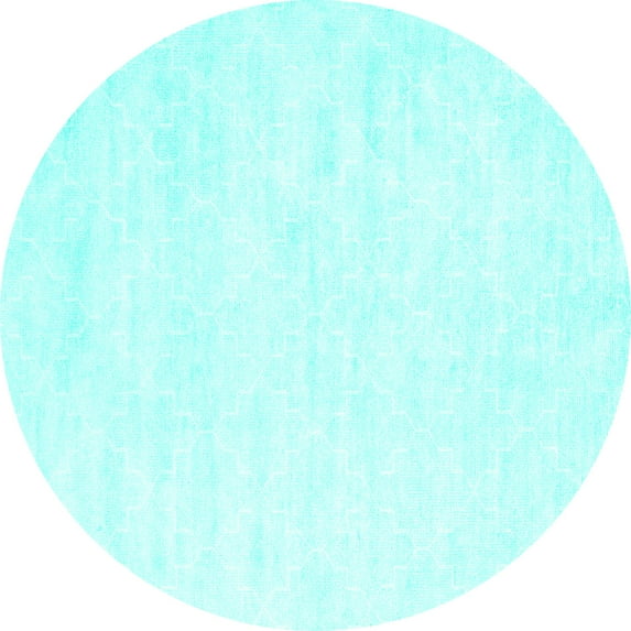 Ahgly Company Machine Washable Indoor Round Solid Turquoise Blue Modern Area Rugs, 6' Round