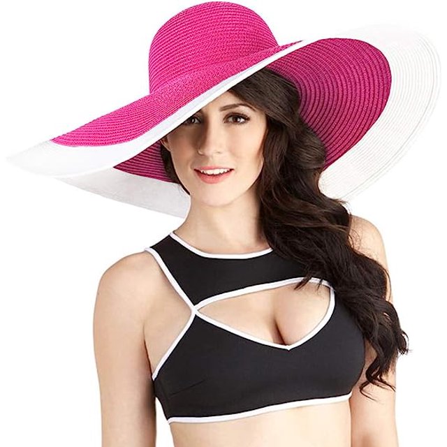 Sombrero Derby de verano de ala ancha de paja para mujer, sombreros suaves plegables para el sol para la playa