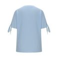 thumbnail image 5 of Olyvenn Cotton Linen Shirts for Women Summmer Slit Short Sleeve Casual Tops Henley Vcation Beach Lounge Button Lightweight Tunic Blouse Light Blue XXL, 5 of 6