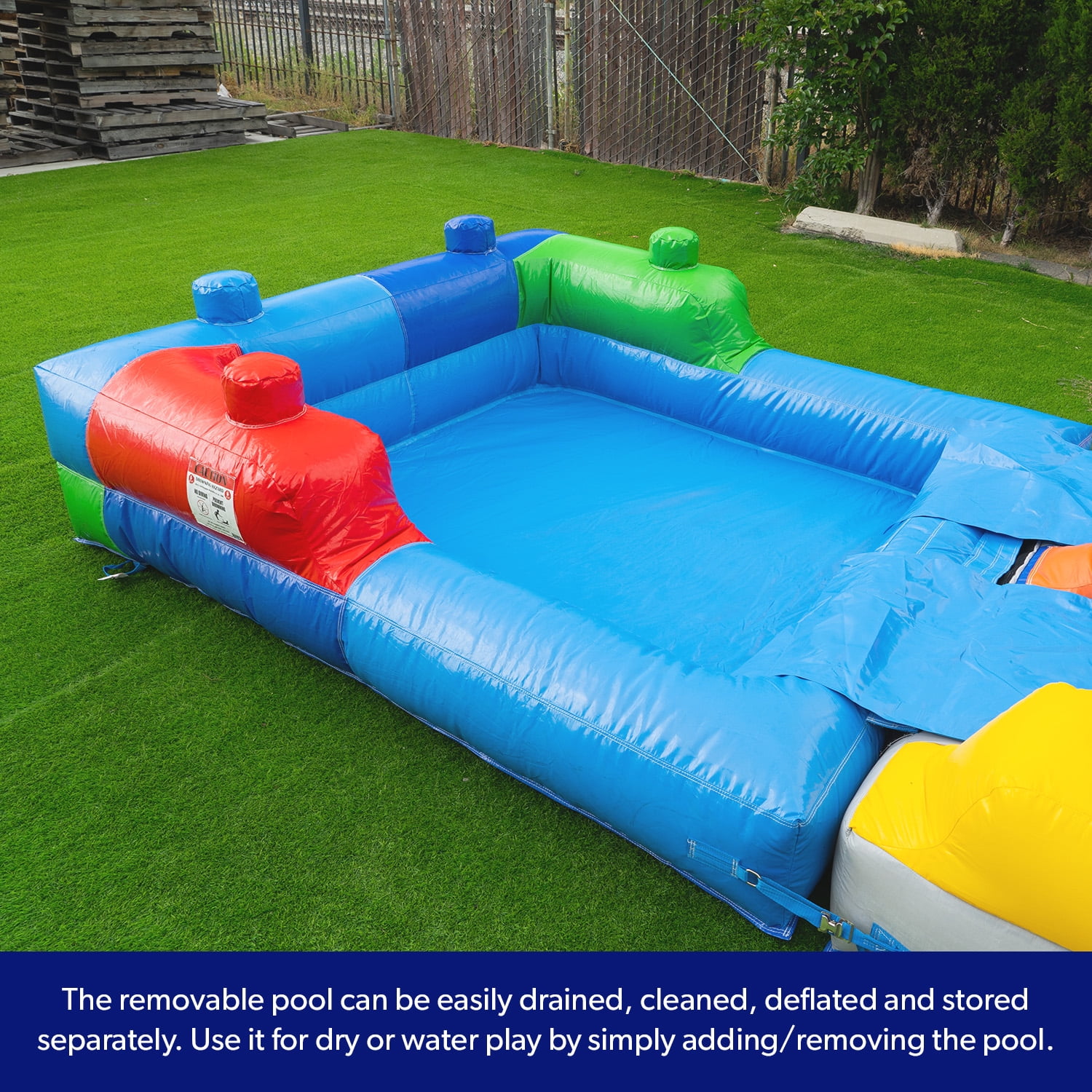 HeroKiddo Giant Waterslide Jumper, Bounce House Combo with Pool, Air Blower, Basketball Hoop, Commercial Grade, Kids