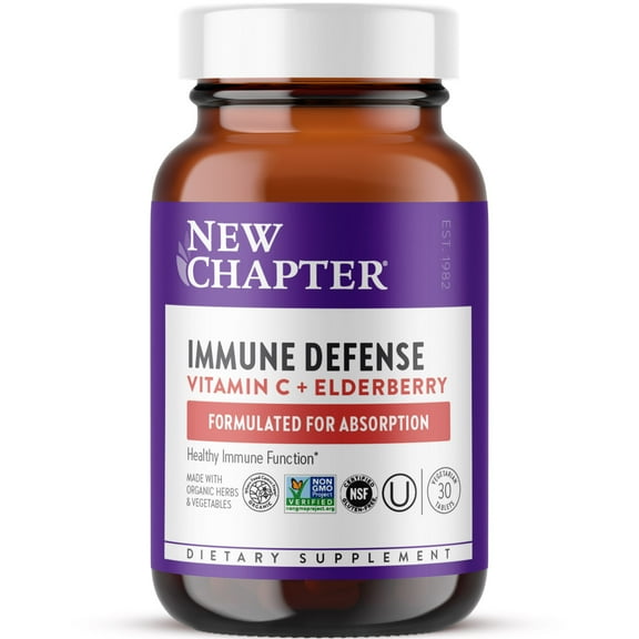 New Chapter Immune Defense Vitamin C   Elderberry, One Daily Tablet for Healthy Immune Support, 30 Veg Tabs