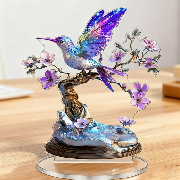 CaiYueKe Desktop Ornament, Acrylic Fairy Tabletop Decoration, 2D Flat Elf Desktop Art Statue, Creative Decoration for Home Table Top Bedroom Living Room Study Room Office Decor (Love&Two Birds)