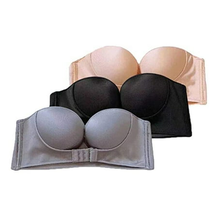 

Strapless Bra with Front Closure Solid Durable Soft Slip Proof Easy to Wear Comfortable Long Lasting for Women 36/80ab