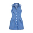 thumbnail image 4 of Guluxicc Women's Denim Mini Dress Sleeveless Button Down V Neck Summer Jean Dresses, 4 of 6