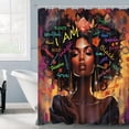 thumbnail image 3 of Black Girl Bathroom Set with Shower Curtain and Rugs, Toilet Lid Cover, Bath Mat, Inspirational Quote African Women Shower Curtain Set with Hooks, Waterproof Shower Curtains for Bathroom Decor, 3 of 8