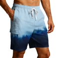 thumbnail image 2 of Cargo Shorts for Men Summer Casual Color Block Tie Dye Elastic Waist Straight Leg Beach Shorts with Pockets, 2 of 6