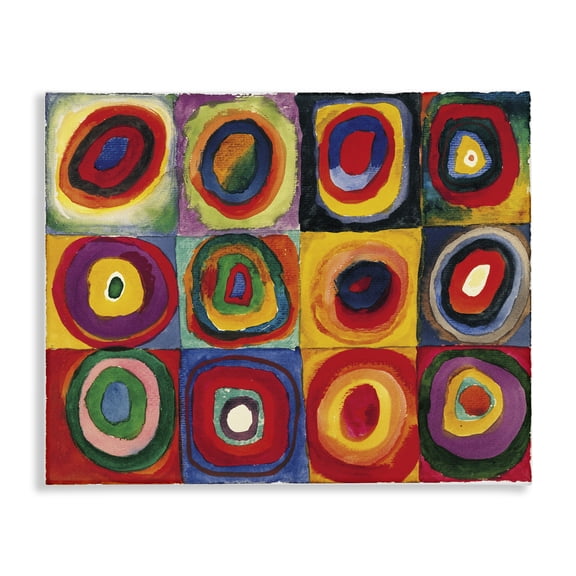 Stupell Industries Mid-Century Squares with Concentric Circ Canvas Art, 20 x 16, by Wassily Kandinsky