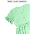 thumbnail image 6 of PULLIMORE Women's Summer Dresses Casual Ruffle Sleeve V Neck Swiss Dot Mini Babydoll Dress (Green,S), 6 of 10