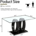 thumbnail image 3 of 63" Rectangular Glass Dining Table, Clear Tempered Glass Top and Glossy Black Double O-Shaped Base, Modern Style for Kitchen, Living Room, Conference Room, 3 of 6