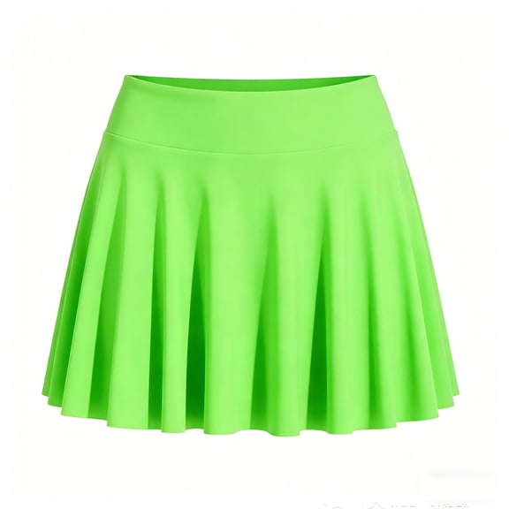 Curuila Children Girls Shorts Tennis Skirts With Pockets Solid Color Elastic Waistband Breathable Soft Shorts Green Size 5-6 Years