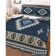 thumbnail image 3 of Quilts Full Size, Blue Brown Boho Soft Comforter Bedding Set for Bed, Country Southwest Tribal Abstract Motifs Lightweight Quilted Bedspread with Pillow Cover(2 Pieces) for All Season, 78x90 Inch, 3 of 6