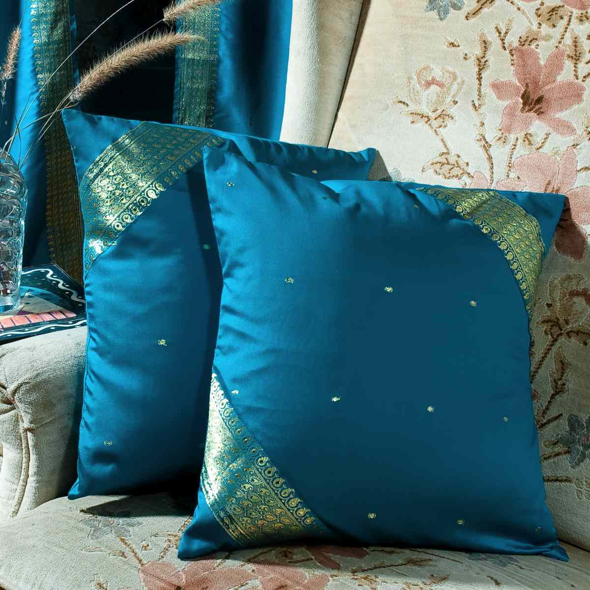 Turquoise Handcrafted Cushion Cover Throw Pillow Case Euro Sham 6 Turquoise Handcrafted Cushion Cover Throw Pillow Case Euro Sham 6 Sizes