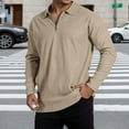 thumbnail image 2 of Daznico Mens Shirts - Men's Long Sleeve Striped Shirt with Zippered Collar for Casual Everyday Wear - Shirts for Men,Color:Khaki,Size:L, 2 of 4
