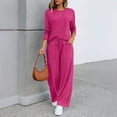 thumbnail image 7 of SUNBS 2 Piece Outfits Women Fall Lounge Sets Crew Neck Tops Wide Leg Pants Vacation Travel Sweatsuits with Pockets, 7 of 7