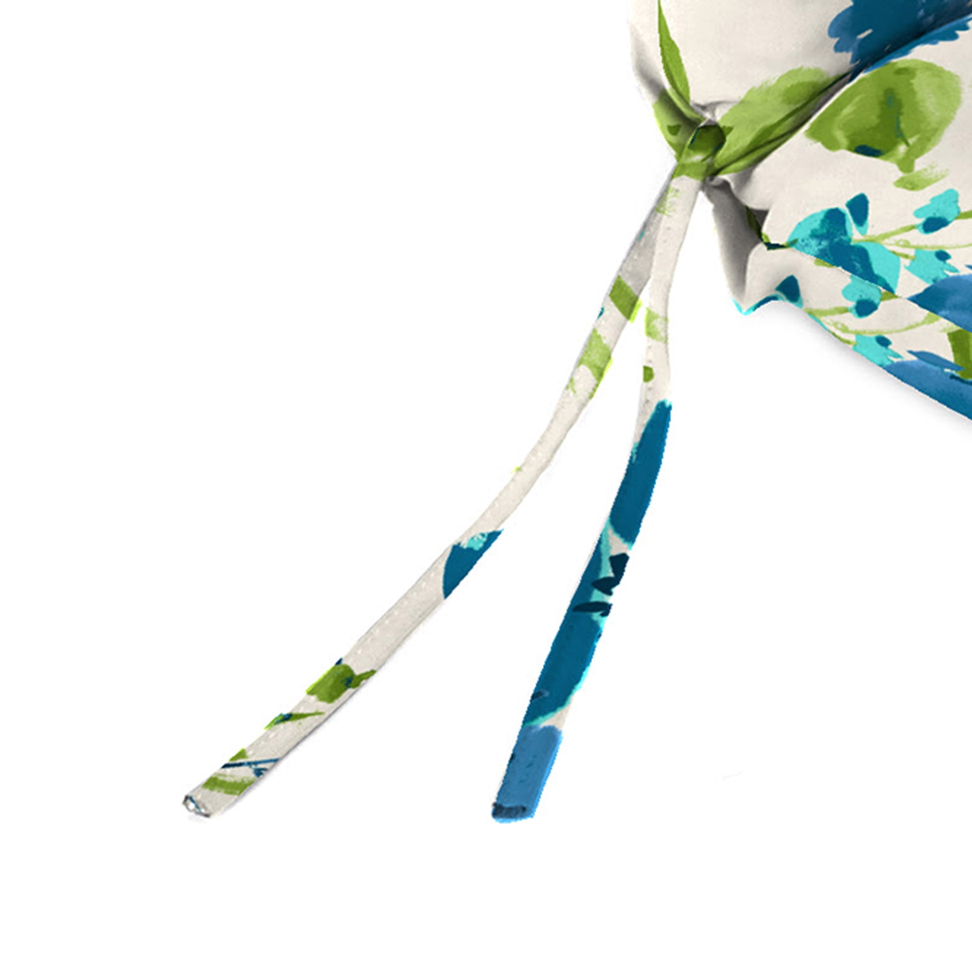 Jordan Manufacturing 44" x 22" Bettina Aqua Cream Floral Rectangular Outdoor Chair Cushion with Ties and Hanger Loop (2 Pack)
