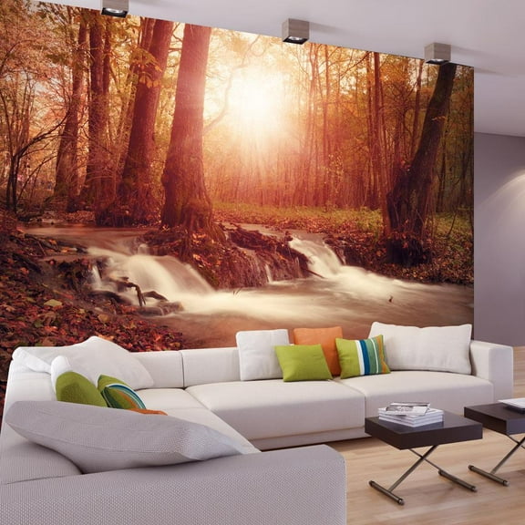 Tiptophomedecor Peel and Stick Forest Wallpaper Wall Mural - Autumn Dreaminess - Removable Wall Decals