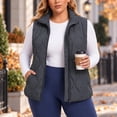 thumbnail image 7 of Cmfcve Womens Plus Size Quilted Vest Stand Collar Sleeveless Puffer Jacket Full Zip Fall Winter Casual Layering Outerwear, 7 of 7