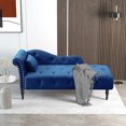 thumbnail image 2 of Holaki 60.6" Velvet Chaise Lounge Buttons Tufted Nailhead Trimmed Solid Wood Legs with 1 Pillow,Blue, 2 of 7
