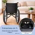 thumbnail image 3 of Silla Ruedas Todo Terreno Plegable Estructura Acero Descansa Brazo Abatible Reposapies Freno Usuario Soporta 150kg, 3 of 8