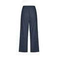 thumbnail image 5 of Lroveb Capri Pants for Women Plus Size High Waisted Linen Pants Drawstring Elastic Waist Cropped Wide Leg Pants With Pockets Navy, 5 of 5