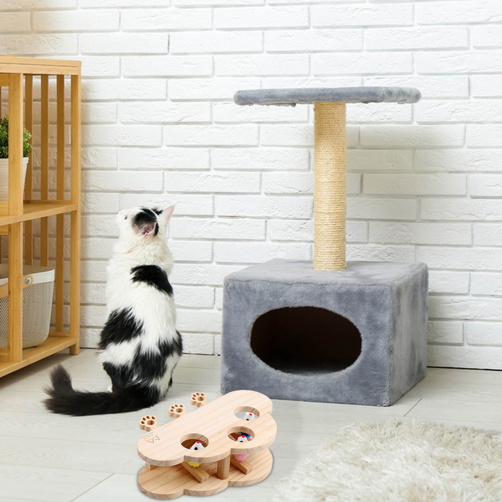 Tgbvmt Cat Ground Mouse Corrugated Toy Interactive Multi Functional Hunting Instinct Stimulation Stress Boredom Relief Exercise for Indoor Cats Kittens Play Scratch Explore Pet Toy Decor