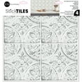RoomMates White Tin Peel and Stick Tile Backsplash, Square