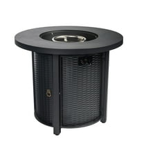 Outdoor Fire Pit Table 30" Round, 50,000 BTU Propane Steel Firepit for Patio Deck Garden Ambiance, Black Finish