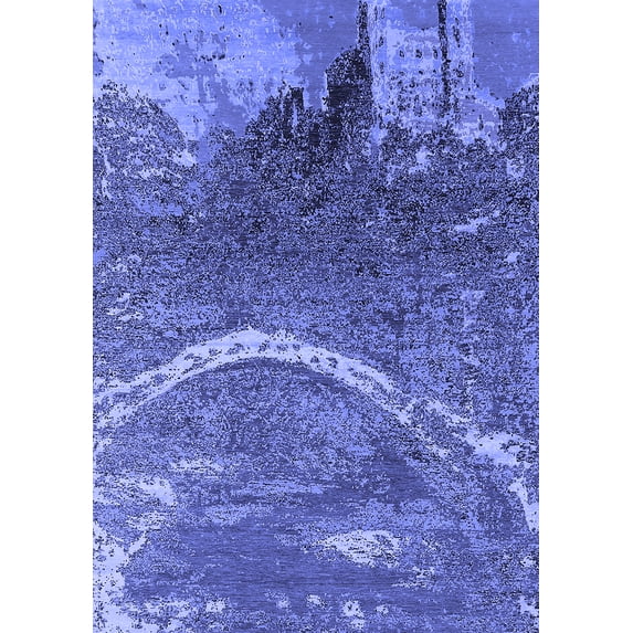 Ahgly Company Machine Washable Indoor Rectangle Oriental Blue Industrial Area Rugs, 5' x 8'