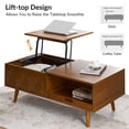 thumbnail image 3 of Lift Top Storage Coffee Table Wooden Center Table with Tray Living Room Acorn, 3 of 8