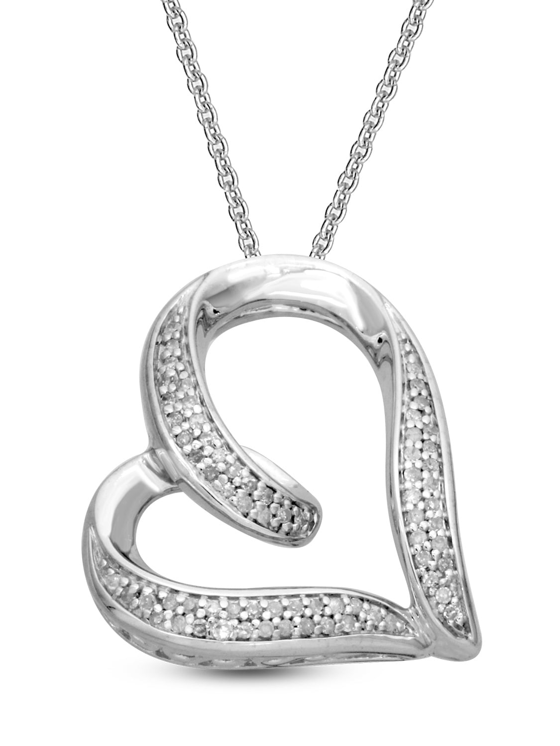 Brilliance - Brilliance Sterling Silver 1/10 cttw Dia Pave Heart ...