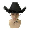 thumbnail image 4 of Celivon Hat With Feather Feather Brim Unisex Size Cowboy Hat With Feathers Party Play Dress Up Outfits Women, 4 of 6