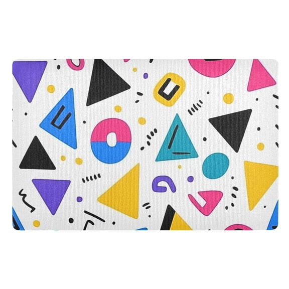 Yayeee Doormat for Indoor Entrance 32" x 20" Non Slippery Floor Rug, Yellow Retro Shapes