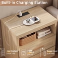 thumbnail image 5 of JOAXSWE 24" Wide Nightstand, Farmhouse 2 Drawer Bedside Table with Charging Station and Open Storage Shelf, Wood End Table for Bedroom, Natural, 5 of 7