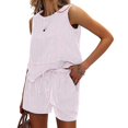 thumbnail image 2 of ZenCart Women's Summer 2 Piece Outfits Sleeveless Tank Top Shorts Sets Casual Striped Sweatsuits Vacation Beach Matching Set, 2 of 8