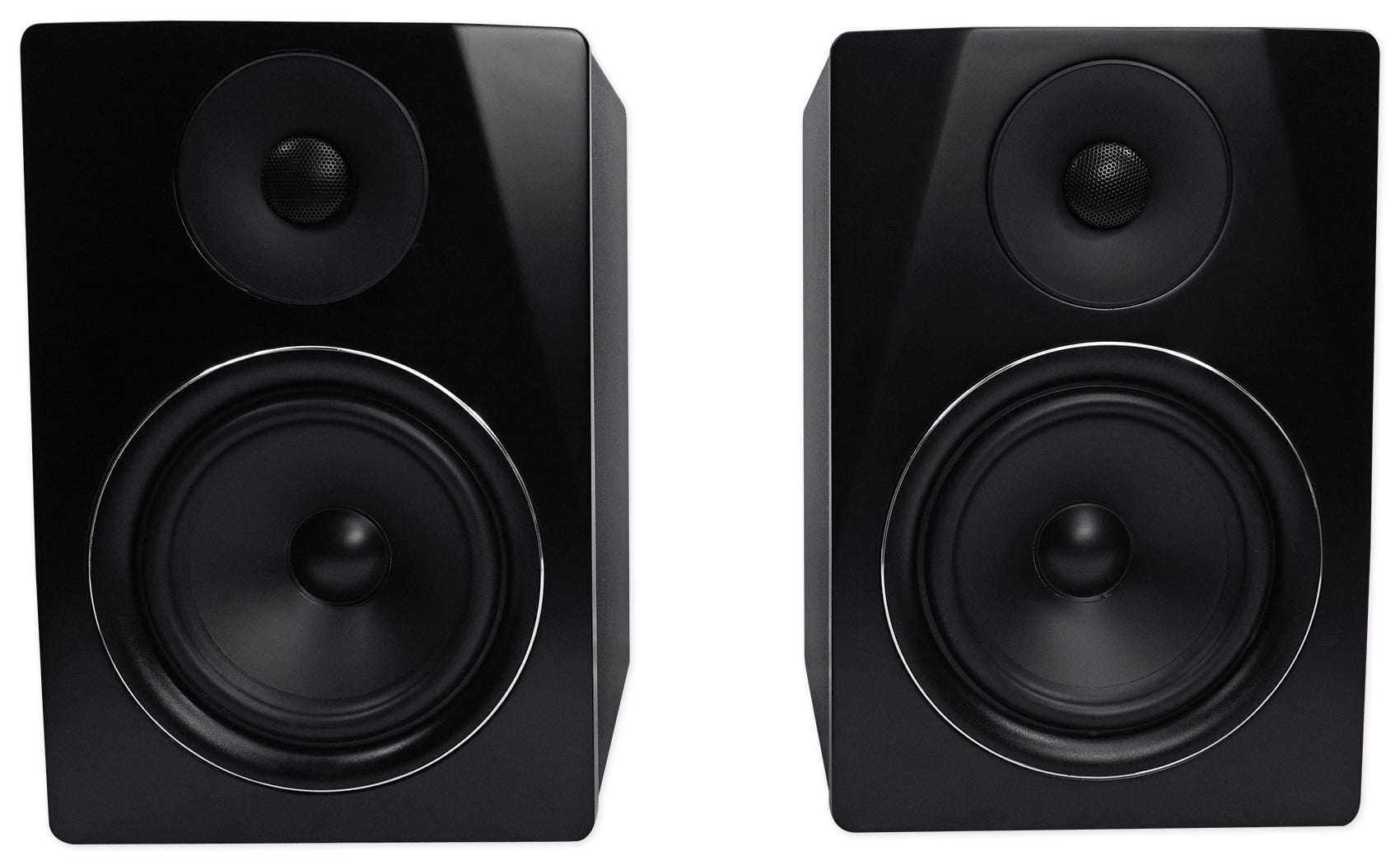 Rockville APM6B Bundle: 6.5" 2-Way 350-Watt Powered USB Studio Monitors, RVSM1 Pair of Monitor Stands, RRS190S Foam Isolation Pads, RCM PRO Studio/Recording Condenser Microphone, 4-items