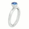 thumbnail image 3 of 925 Sterling Silver 5mm September Stackable Ring Birthstone Gemstone Created Sapphire Crystal, 3 of 7