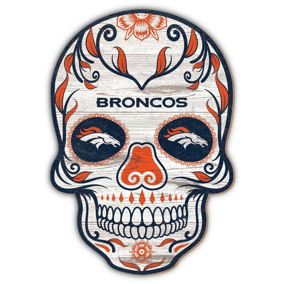 Denver Broncos 12'' Sugar Skull Sign