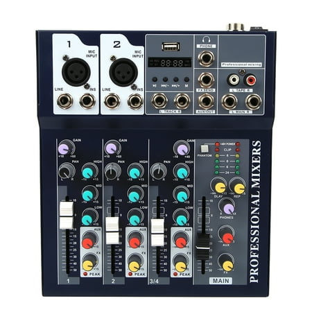 Input Mixer, 4-Channel 48V Phantom Power Mixing Console, Guitar For ...