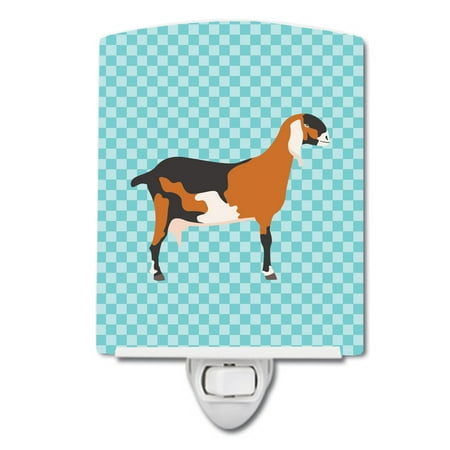

Caroline s Treasures BB8057CNL Anglo-nubian Nubian Goat Blue Check Ceramic Night Light 6x4x3 multicolor
