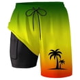 thumbnail image 4 of Men Swim Trunks Blue Gradient Vacation Quick Dry Bathing Suit Swimming Board Shorts Mesh Lining Yellow L, 4 of 4