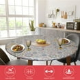 thumbnail image 2 of LAMINET Deluxe Elastic Edged Flannel Backed Vinyl Fitted Table Cover -Multi-Color Geometric Medallion Pattern - Small Round - Fits Tables up to 40" - 44" Diameter ( ETOVMED48), 2 of 8