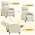 thumbnail image 4 of Alden Design Faux Leather Push Back Theater Recliner Chair with Footrest, Beige, 4 of 10