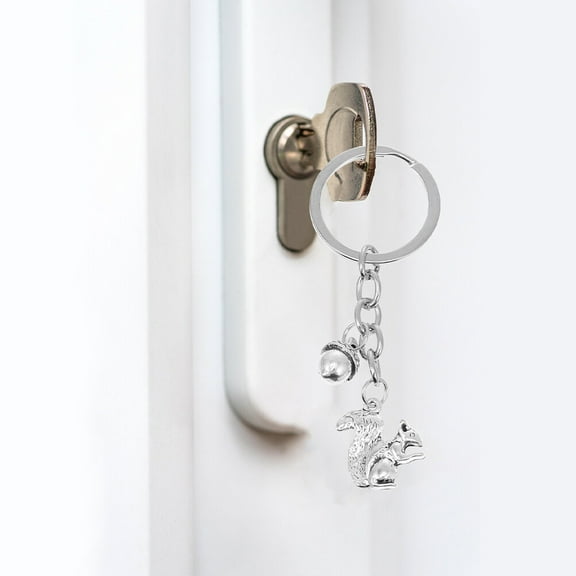 Raindrops 2Pcs Squirrel Bag Charm Keyring for Backpack and Car Keys in Silver Tone