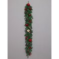 thumbnail image 4 of Corona de Navidad artificial, verde, luz cálida, decoración de piña, racimos de bayas, ramas heladas, serie de Navidad, ratán de 1,5 m de largo, 4 of 5