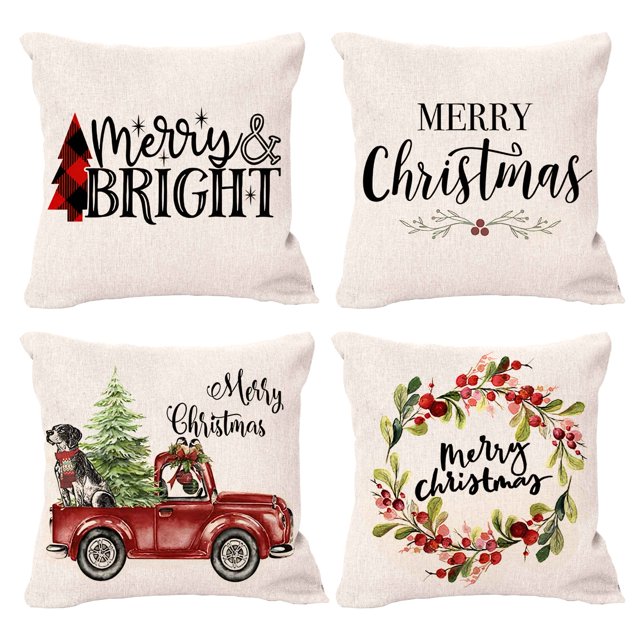 Christmas Throw Pillow Covers Set, 20”x20” Decorative Pillows Covers