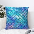 thumbnail image 4 of Mermaid Scales Fish Scale Blue Decorative Throw Pillow Cases Square Cushion Cover Pillowcases for Couch Bed Living Room 22x22, 4 of 6