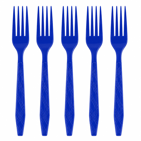 PMU 60 Pcs Patriotic Blue Plastic Forks - 4th of July Tableware & Patriotic Party Supplies for Holidays Veterans Elections Memorial Day & Independence Day (6 Packs of 10)